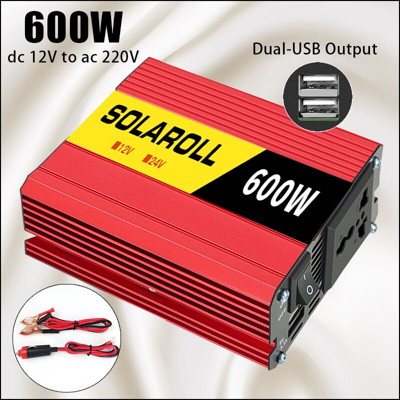 600w 1500W 2600wCar Power Inverter DC 12V to AC 220V Auto Portable Charger Converter Adapter Modified Sine Wave Universal Socket