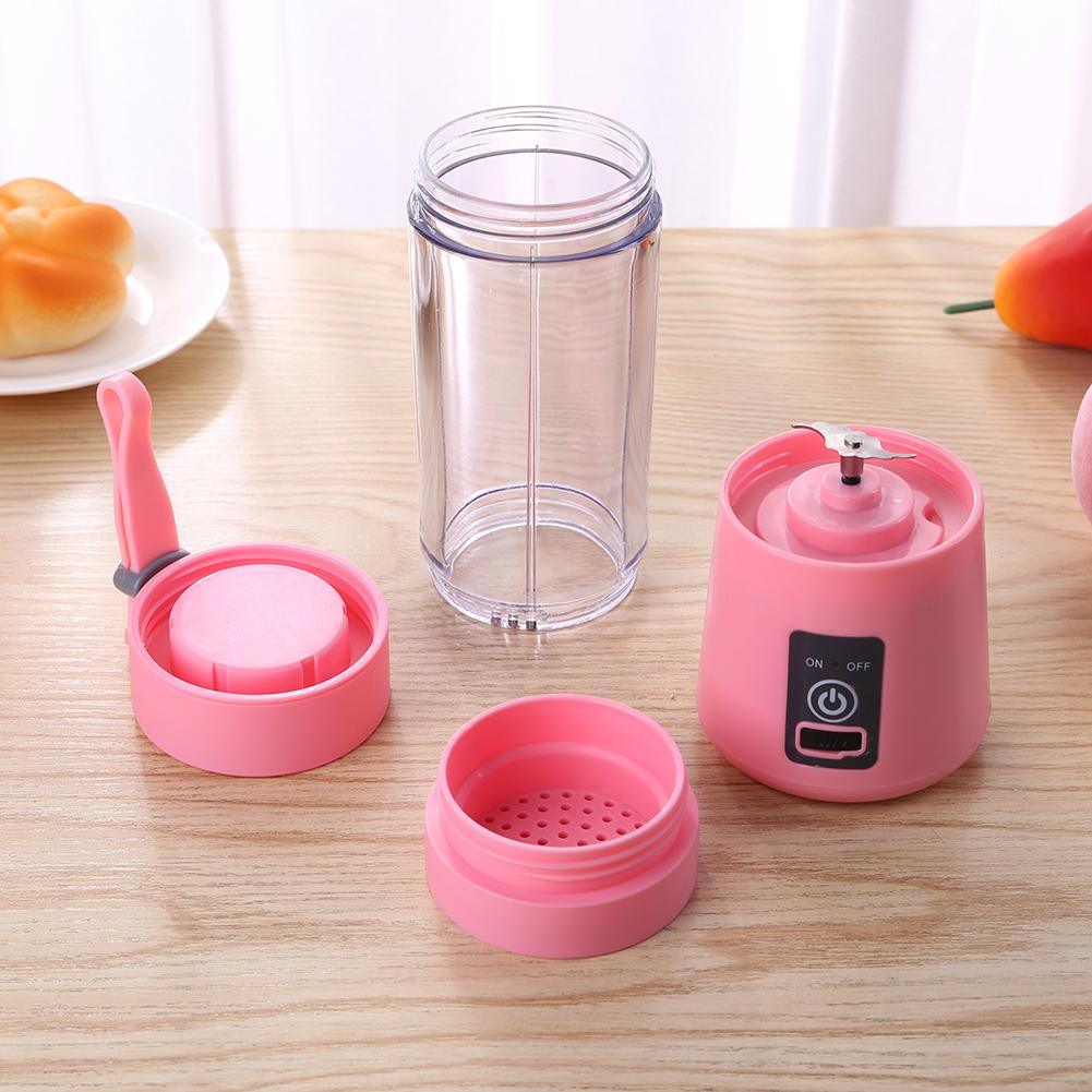 Licuadora eléctrica de 380ML para hogar, máquina exprimidora de frutas portátil, mezclador de jugo de vegetales, procesador de alimentos recargable por USB