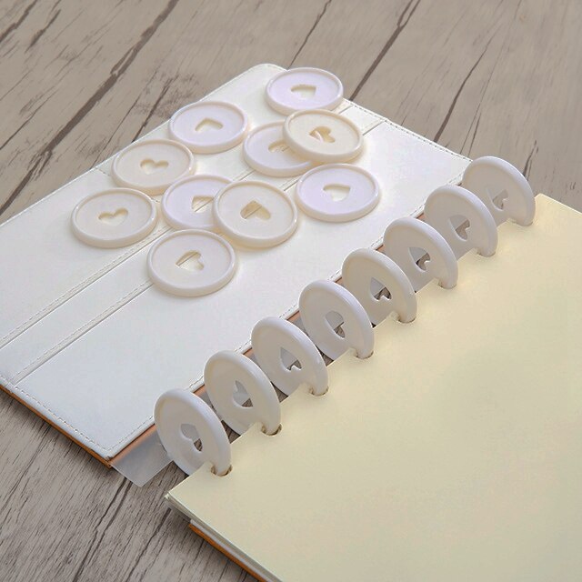 Serce luźny segregator pierścienie 30/50/100 szt. 24mm białe kostki robić notebooków Diy planista dysk segregatory robić scrapbookingu