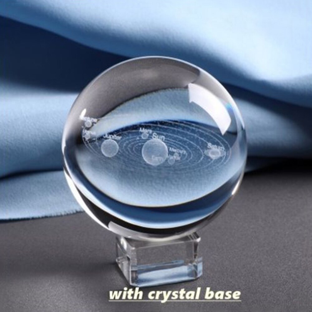 3D Solar System Miniature Crystal Ball Engraved Planets Model Home Decor 66CY: Crystal Base