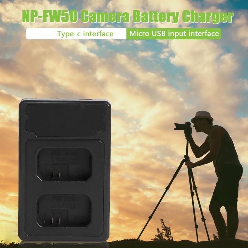 NP-FW50 Camera Battery Charger for Sony A6000 5100 A3000 A35 A55 A7S II Dual Ports Fast Charging Dock for Sony Camera Batteries