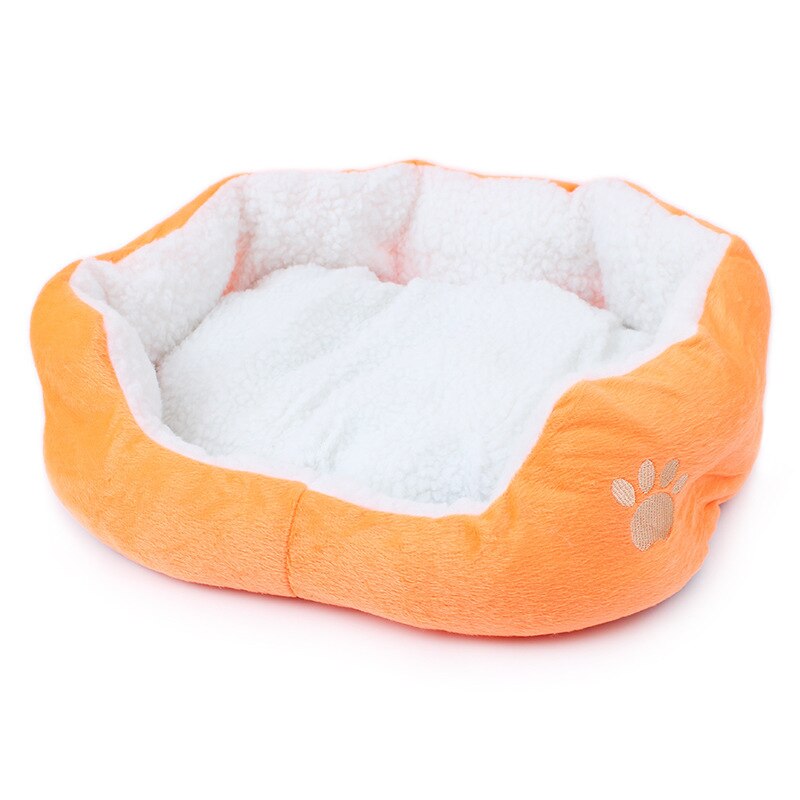 Hundsängar för små medelstora hundar varm fleece hundsäng rund husdjursstol kudde hundar katt vinter hund kennel valpmatta husdjurssäng: Orange / 50 x 40cm