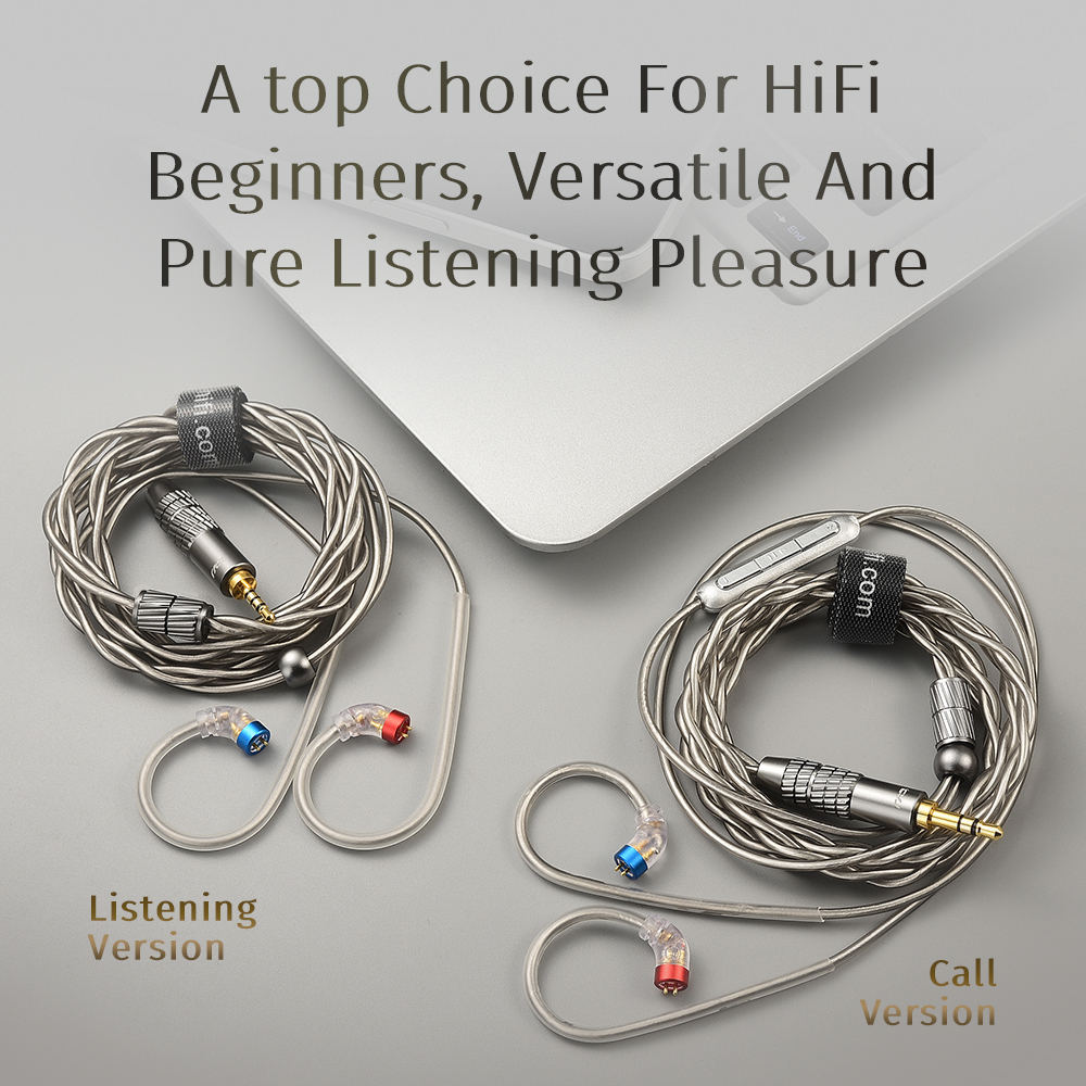 CVJ LS200 podwójnie skręcony posrebrzany, ulepszony kabel słuchawkowy ze złączami mikrofonu 2.5 3.5 4.4 typu C dla TRN KZ Konoka