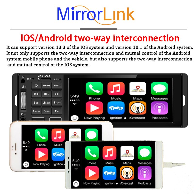 Car Multimedia Player Autoradio Car radio 1din 5.1" touch screen auto audio mirrorlink Android stereo bluetooth rearview camera