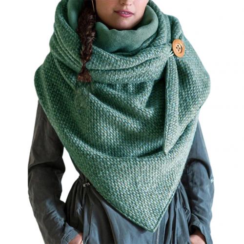 Kvinder efterår vinter tørklæder til damer ensfarvet knap stjerne blød wrap tykt varmt tørklæde sjal: Grøn