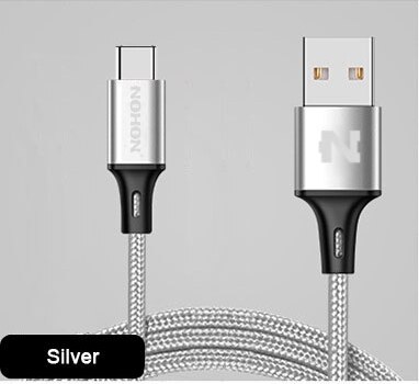 Original NOHON USB Type-C Cable Fast Charger Cable For Samsung Xiaomi Nokia LG MacBook Huawei Type C USB Cable Data Sync Wire: Silver