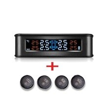 Sistema de Monitoreo de presión de neumáticos de coche TPMS inalámbrico Solar, LCD, 4 sensores externos, energía Solar, TPMS