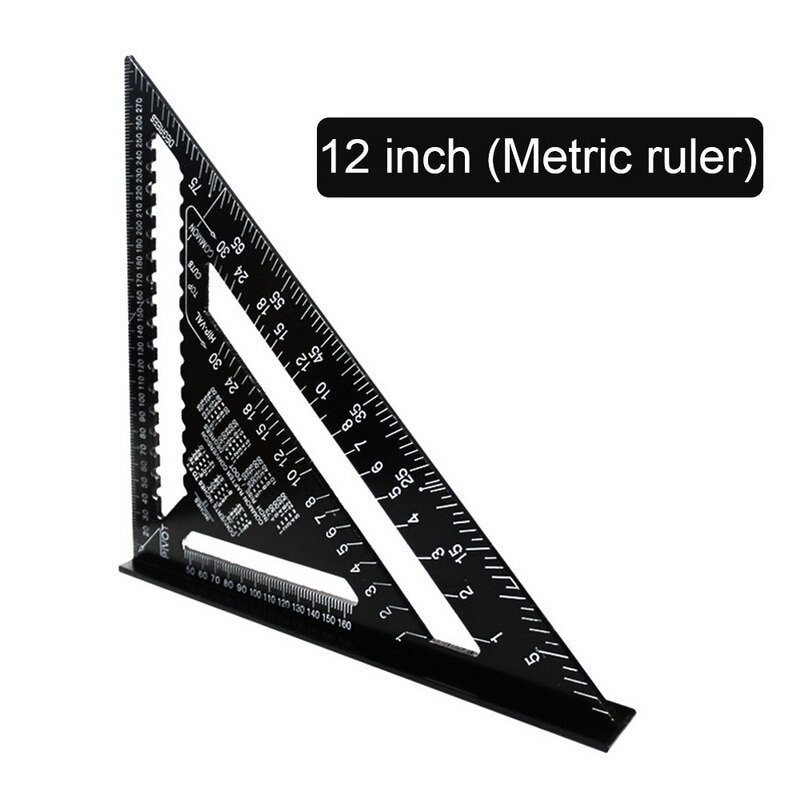 30cm Silver Aluminum Alloy Speed Square Roofing Triangle Angle Protractor Try Square Carpenter's Measuring Layout Tool: Orange