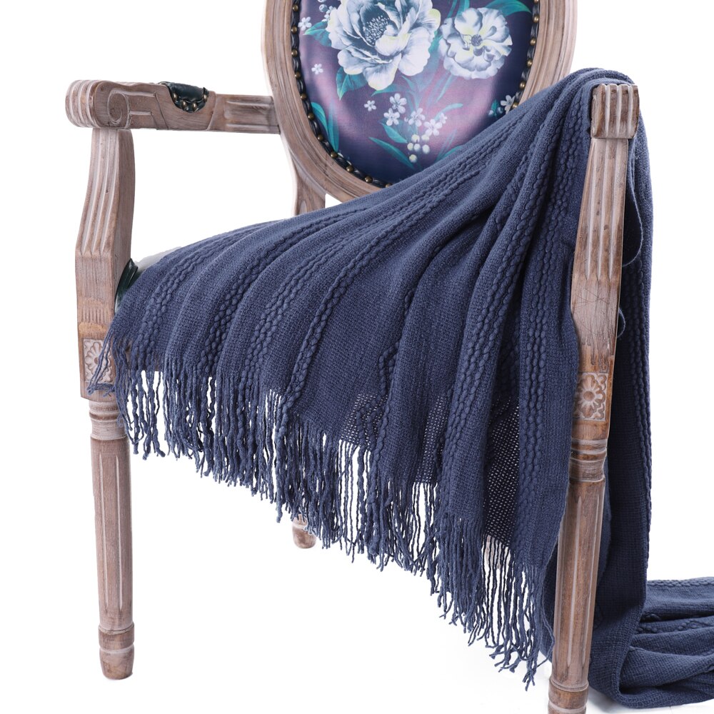 Battilo Intricate Woven Throw Blanket with Raised Patterns and Tasseled End 50"x60"