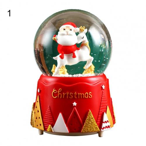 Santa Claus Snow Globe Cute Santa Claus Statue Music Snow Globe Ornament Desktop Decor Christmas Snow Globe:  M 1