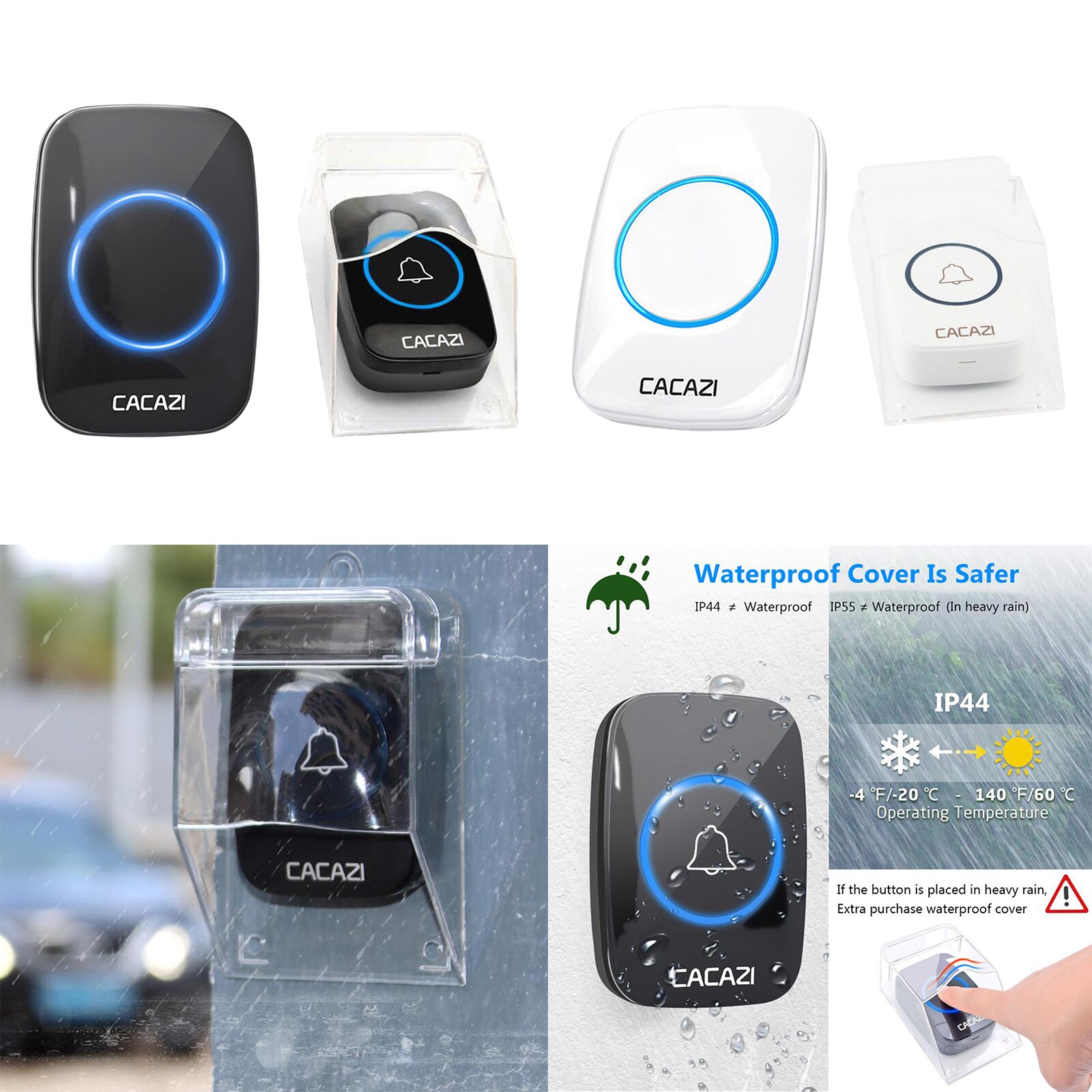 Wireless Door Bell Transmitter &Receiver Kit 5 Volume Levels 60 Chimes UK