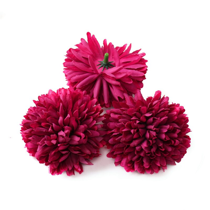 5 st konstgjord blomma 7cm sidenkrysantemum blomhuvud bröllopsfest heminredning gör-det-själv krans scrapbook box hantverk: Röd