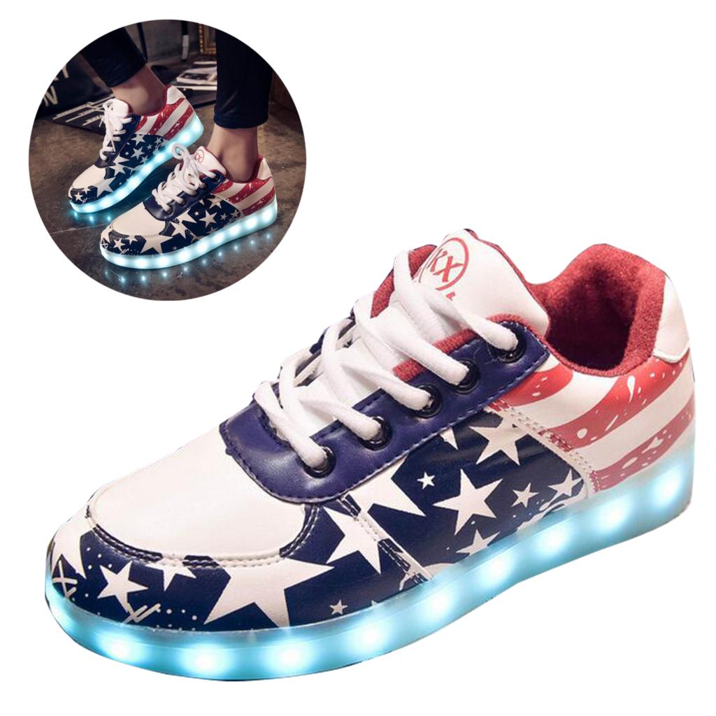 GAORUI zapatos coloridos y luminosos unisex led resplandeciente hombres mujeres USB recargable luz led zapatos adultos casual led zapatos