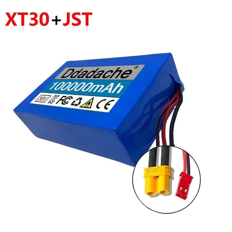 36V 100Ah 10S2P 18650 Lithium Battery Pack 550W 38000mAh 42V Cooter Vehicle Ultra Thin Portable Battery with BMS: Clear