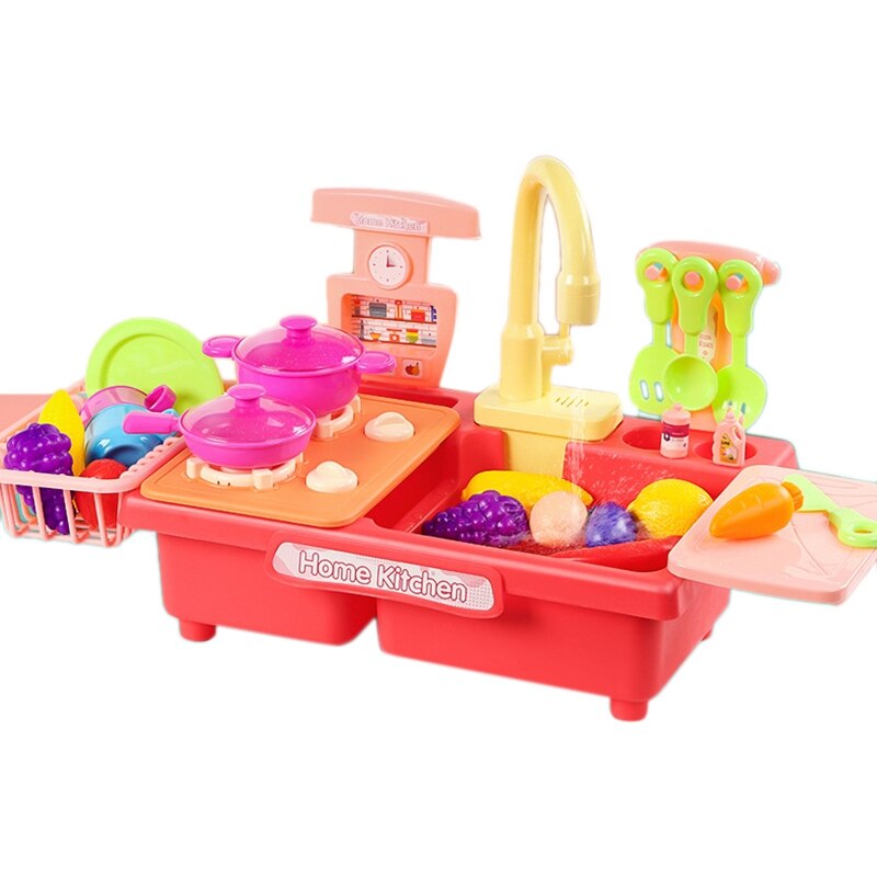 Kitchen Sink Toys Pretend Play Wash Up Kitchen Toys Dishwasher Toys Kitchenware Press Water Faucet & Drain