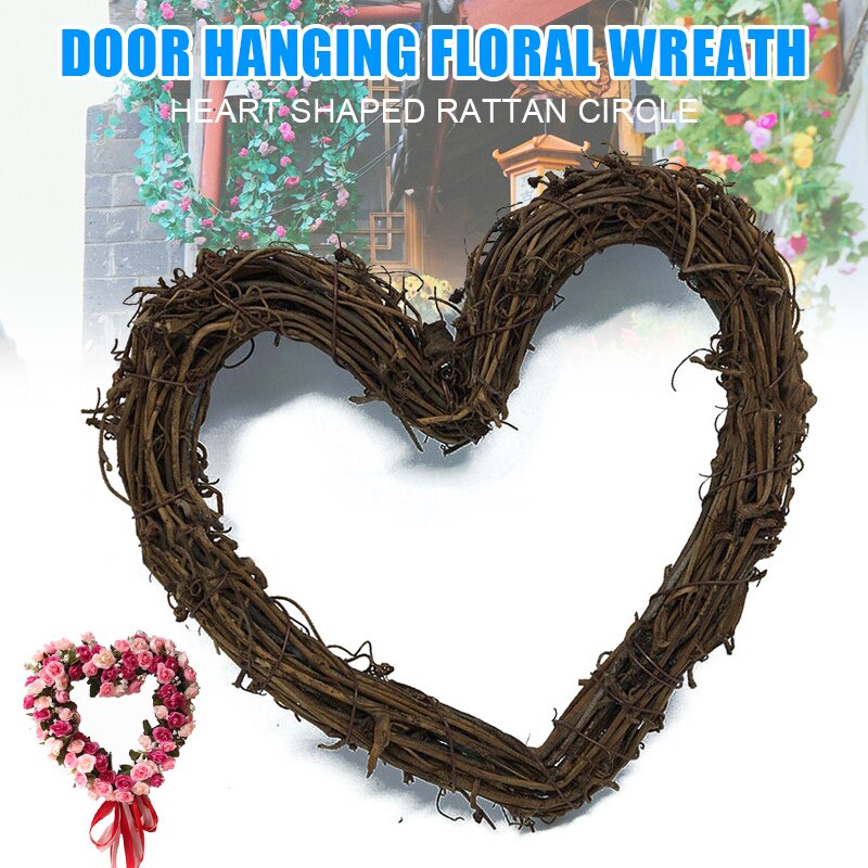 Heart-Shaped Rattan Wreaths DIY Handmade For Flower Shop Door Hanging ...