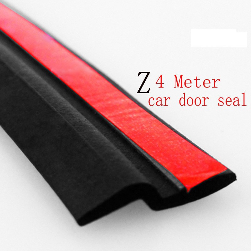 4M Z Type Rubber Seal Adhesive Sound Insulation Car Door Sealing Strip Weatherstrip Seals Waterproof Trim Auto Accessories