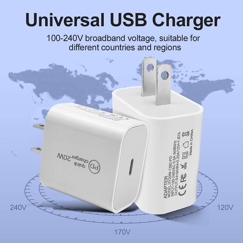 Cargador rápido de 20W para teléfono móvil, adaptador de carga USB, cabezal de carga, Cable Usb, para Huawei iPhone13 12 11 Samsung Xiaomi