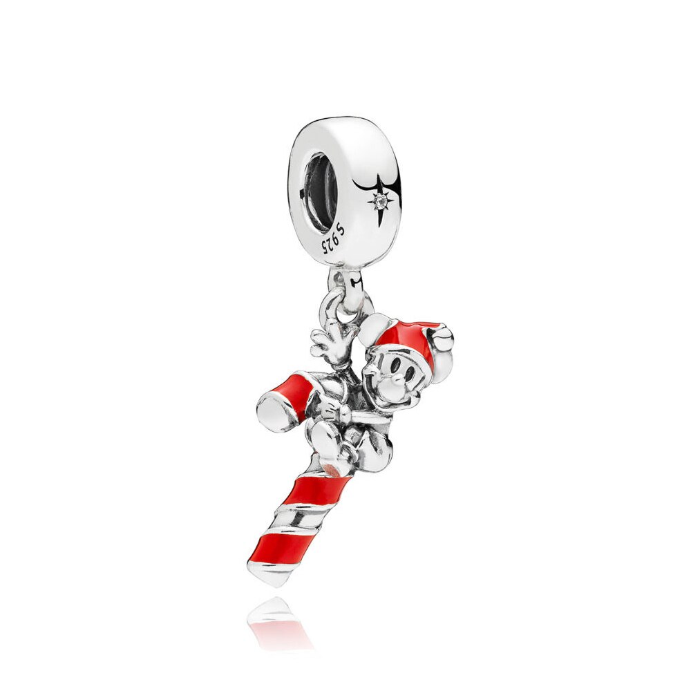 100% 925 Sterling Silver Christmas Series Santa in Space Train Charm Bag Hanging Charm COSY CHRISTMAS HOUSE Original: Red