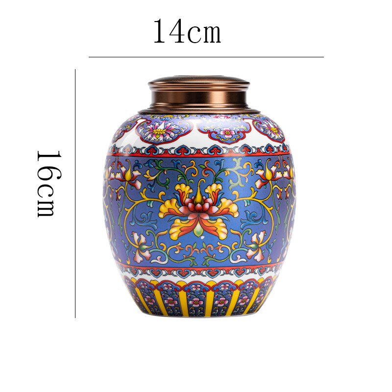 Flower Ceramic Tea Pot Sealed Storage Tank Desktop Decoration Crafts Household Large-capacity Storage Tank Container Home Decor