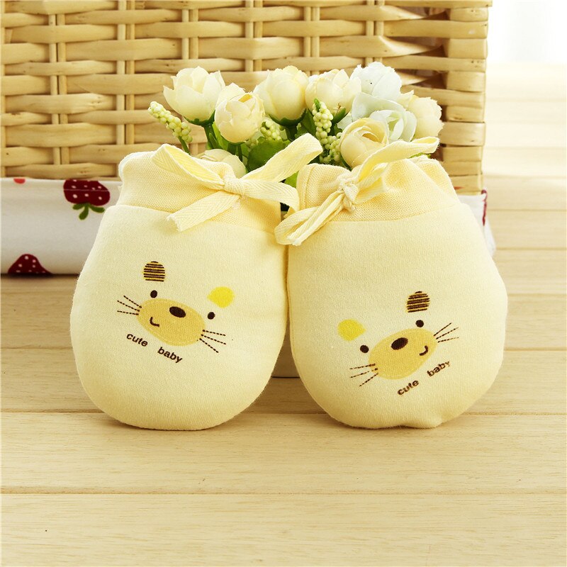 Del Modello del fumetto anti-Guanti afferramento Quattro Stagioni di Sicurezza Neonato per Il Neonato di Protezione Viso bambino Guanto: giallo lacing