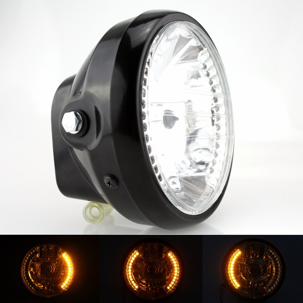 7 "ronde Motorfiets 35 W Lights hoofd lamp Koplamp Koplampen Amber 26LED Richtingaanwijzer