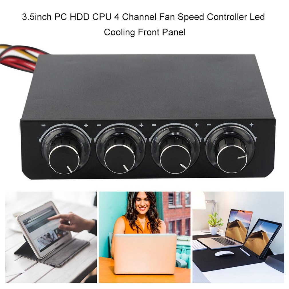 3.5inch Fan Speed Controller PC HDD CPU 4 Channel Fan Speed Controller Led Cooling Front Panel for Cooling Fans