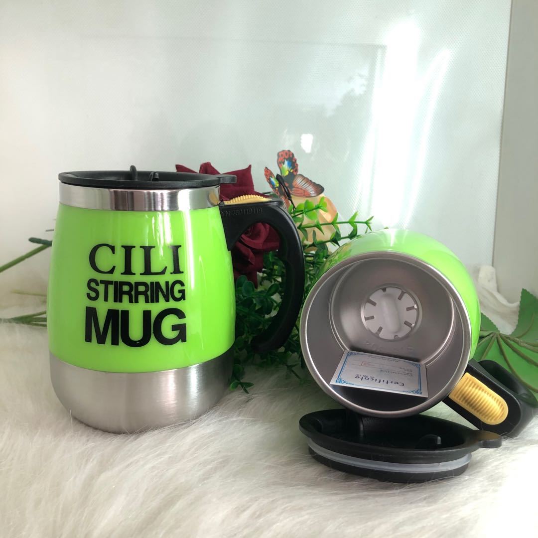 Tasse de agitation automatique de tasse isolée par Double de tasse thermique d'acier inoxydable de 450ml pour la force magnétique de tasse d'agitation d'individu de lait de café: green flower