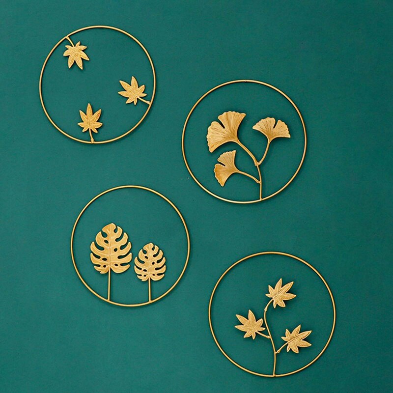 Cuadro decorativo arte del hierro colgante en forma de hoja Estilo nórdico, , Retro, para el hogar, sala de estar, dormitorio, accesorios de decoración