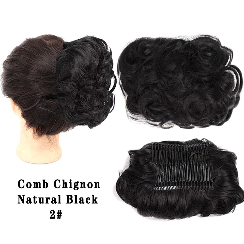 LUPU Synthetische Haarknoten Kamm Clip in Lockige Chignon Haarnadel Synthetische Falsche Haar Schwanz Erweiterung Haar Stück Für Frauen: 2