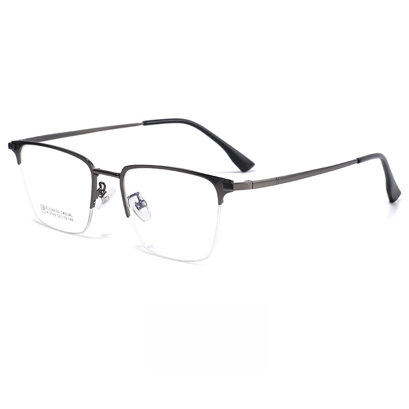 YIMARUILI, gafas ultraligeras de negocios simples de aleación de , gafas graduadas ópticas cuadradas Retro, gafas de media montura para hombres: Blanco