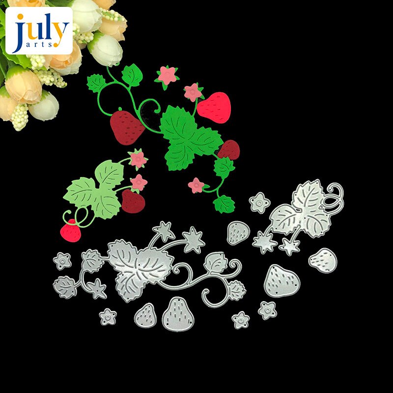 Julyarts matrices Scrapbooking modèles fraise voeux matrices de découpe en acier au carbone gaufrage pochoir carte matrices de découpe