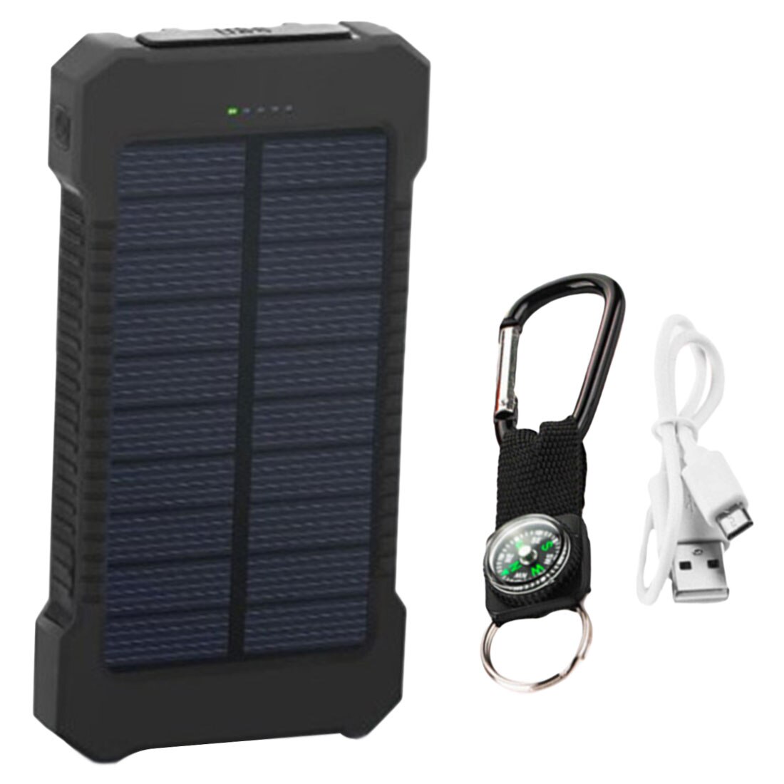 Marnaska Solar Power Bank 20000 Mah Hoge Capaciteit Waterdichte Dual Usb Externe Polymer Batterij Oplader Outdoor Licht: Black