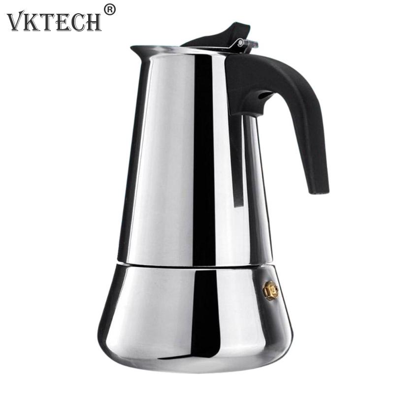 Stove Moka Coffee Pot Stainless Steel Coffee Maker Moka Espresso Percolator Stovetop Coffee Maker Pot 100/200/300/450 ML