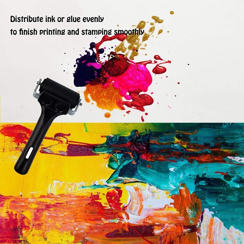 2 Pcs Rubber Brayer Roller for Printmaking/Crafts/Stamping Gluing, Brayer Ink Roller Anti-Skid Tape Construction Tool