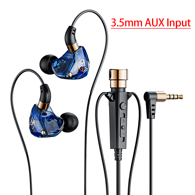 Dynamiczne słuchawki przewodowe HiFi Sportowe słuchawki basowe stereofoniczny hazard relacja na żywo karaoke Zestaw słuchawkowy Muzyczne słuchawki douszne 3,5 mm Typ C robić ucha z mikrofonem: Niebieski