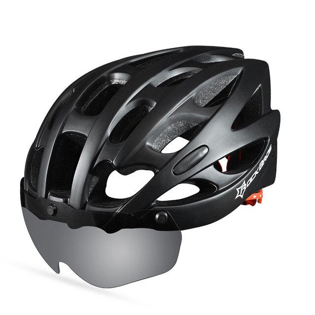 Rockbros Mannen Vrouwen Racefiets Helm Fietsen Eps Integraal Gegoten Helm Mountain Mtb Fiets Veiligheid Helm Met Bril Lens