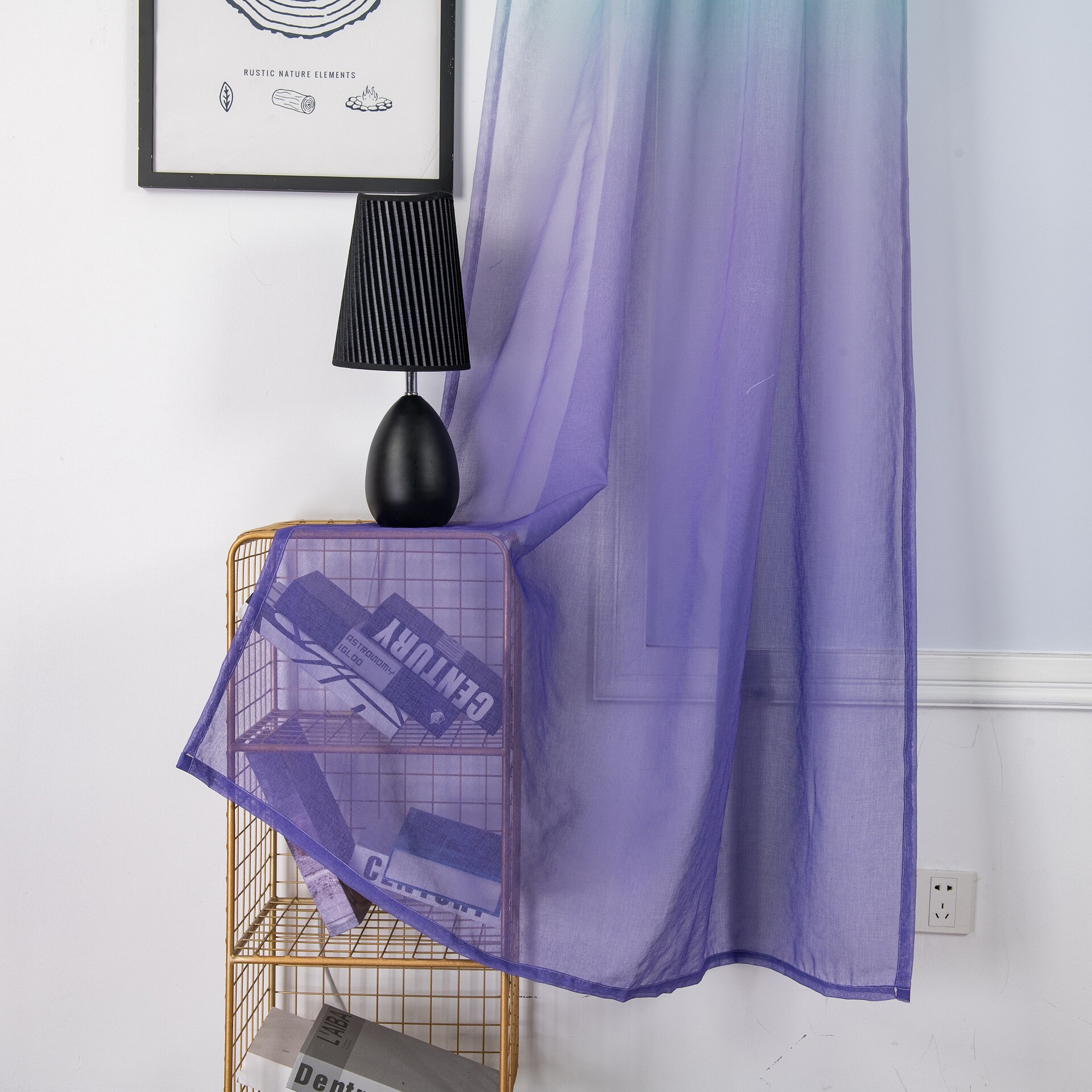 Dégradé couleur Semi rideaux transparents couleur vive rideaux modernes pour chambre salon fenêtre rideaux panneaux réversibles 2 pièces