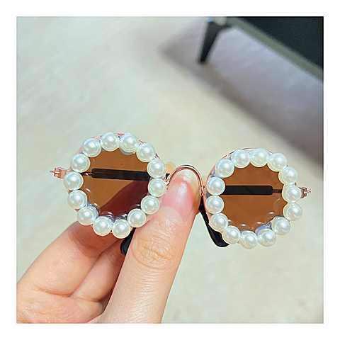 Luxe Bril Hond Parel Zonnebril Hoofdtooi Parel Zonnebril Eye Wear Bril Voor Kleine Hond Kat Foto's Rekwisieten Accessoires: Black