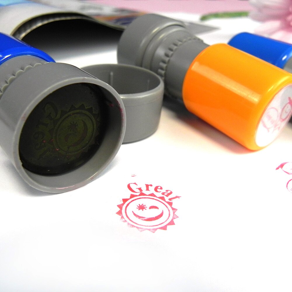 5pcs Teacher Stampers Self Inking Student Evaluation Stamp Praise Reward Stamps Motivation Sticker School