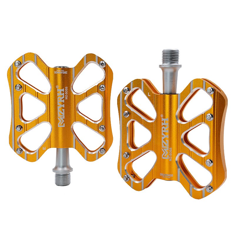 MZYRH 724 503S 505S Bicycle Pedal Ultralight Non-Slip MTB Pedals Aluminum Alloy Flat Applicable Waterproof Bicycle Parts: 505S-gold
