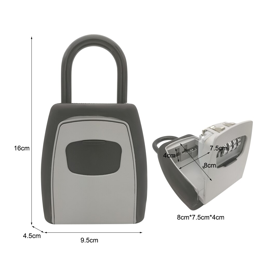 Mini Convenience Key Storage Lock Box Safe Storage Box Padlock Use Password Lock Alloy Material Keys Hook Security Boxes