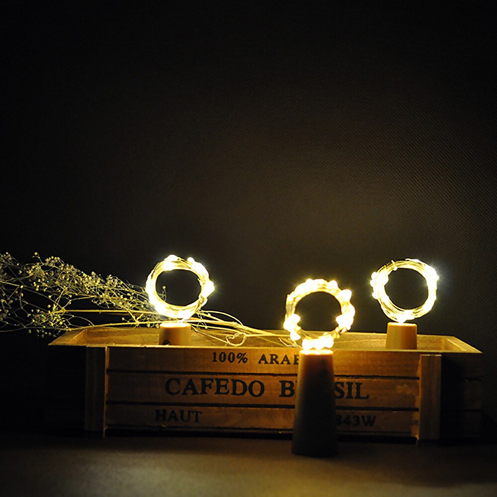 Wijnfles stop kurk 10 LED verlichting koperdraad 1m fairy light strip voor party decoratie batterij DIY