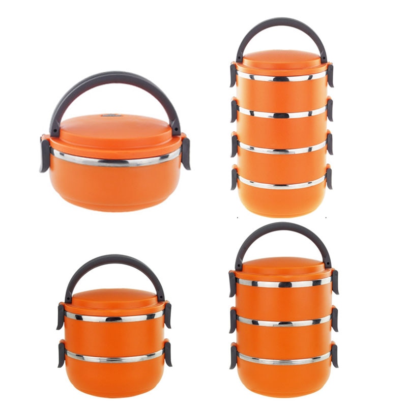 Thermal Insulated Lunch Box Bento Picnic Storage Mess Tin Food Jar Multilayer Stainless Steel For Outdoor Camping NE