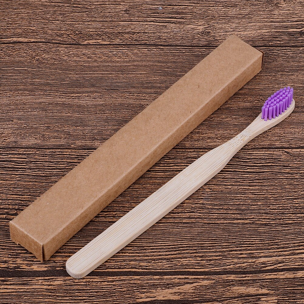 Øko genbrugelig bambus tandbørste til voksne mundpleje mellemstore børster miljøvenlige biologisk nedbrydelige trætandbørster rejsepakke: Brun
