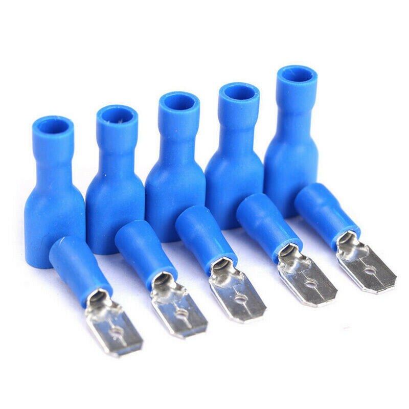 100 Pcs Mannelijke Vrouwelijke Spade Connectors Geïsoleerde Draad Kabel Crimp Terminals Blue