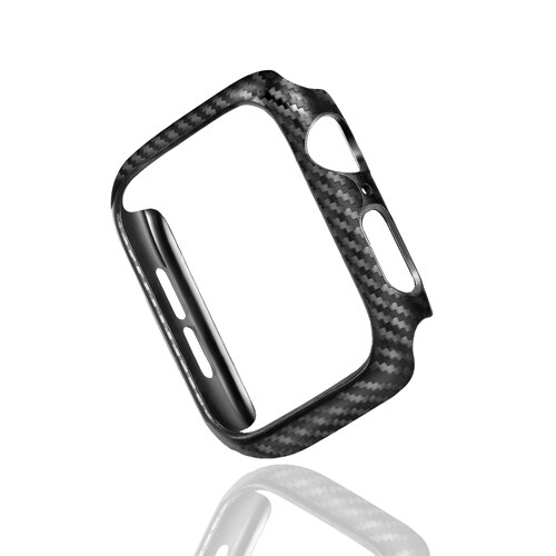 Carbon Fiber Case For Apple Watch 5 4 3 44mm 40mm iWatch band 42mm 38mm bumper Protective PC Ultra Thin Lines shell Frame cover: 44mm Watch case