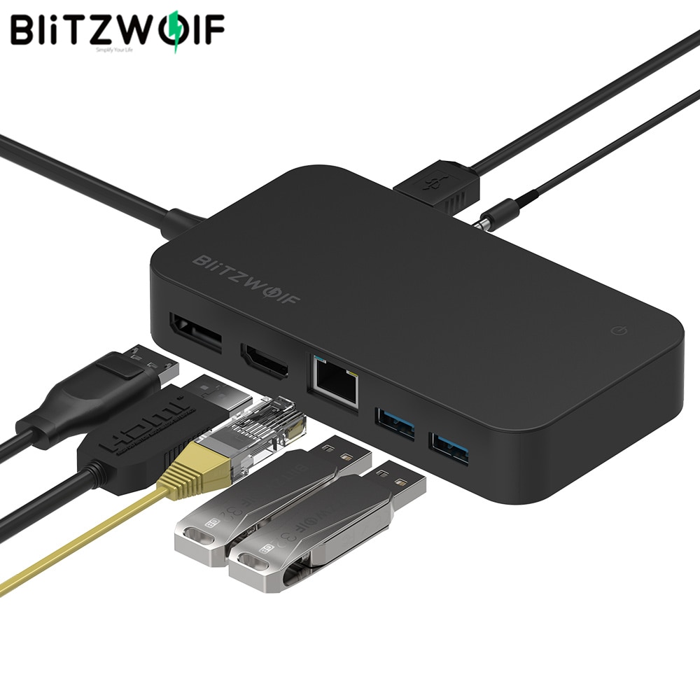 Blitzwolf BW-TH7 7 In 1 Oppervlak Docking Hub Met USB3.0/USB2.0 DC5V In RJ45 Gigabit Ethernet Dp Hd Poort adapter Voor Surface Pro