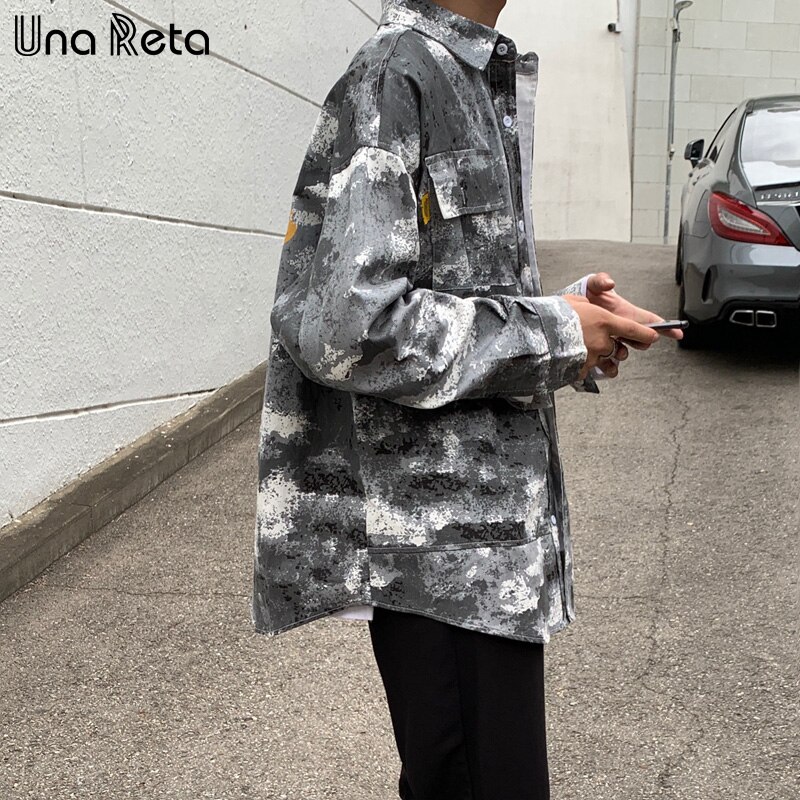 Una Reta Camouflage Men Shirts Spring Autumn Streetwear Men Clothing Long Sleeve Plus Size Casual Loose Shirts For Men