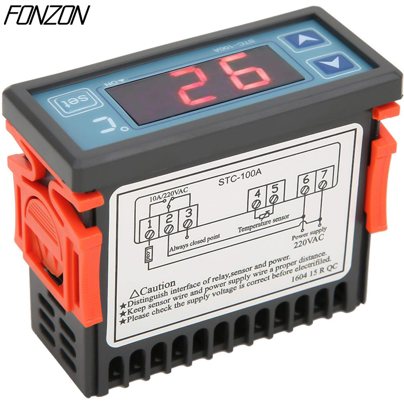 STC-100A controlador de temperatura termostato digital higrômetro calor geladeira regulador de refrigeração 2m sensor ntc ac 220v -50 ℃ ~99 ℃